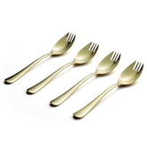 Alata Champagne Gold Mirror Sporks front view highlights elegant finish for everyday dining.