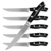 Alata steak knives set of 6 with serrated edge for effortless steak slicing