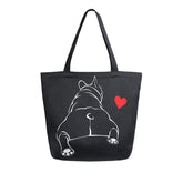 ALAZA funny bulldog tote, front view, sturdy handles for daily shopping