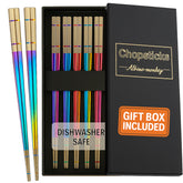 Albino Monkey reusable chopsticks with rainbow holographic finish for stylish dining.