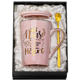 ALBISS nurse gift mug in pink marble finish, perfect for daily coffee