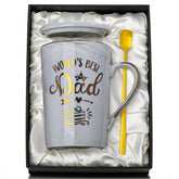 ALBISS World’s Best Dad mug in gray marble for daily coffee enjoyment.