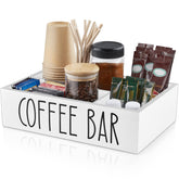 ALELION white coffee station organizer in wood keeps pods neatly stored and accessible