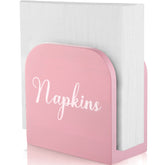 ALELION Pink Napkin Holder on table front view, easy napkin access for guests.