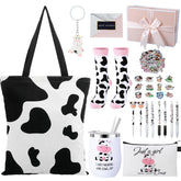 Aliceset cow print tote bag durable canvas for daily use