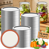 Aliggbent 130-pack regular mouth lids with a tight seal for fresh preserves.