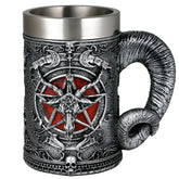 alikiki Medieval Baphomet Head Mug full view showing bold gothic design and size