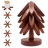 ALIKITCN wooden trivet tree shape set protects surfaces with heat-aware design
