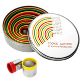 Alimat PluS Round Cookie Cutter Set with 12 sizes and color coating for quick size identification