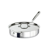 All-Clad D3 3-qt sauté pan with lid, ideal for even heating and versatile cooking.