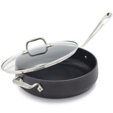 All-Clad HA1 4qt sauté pan top view showing large cooking surface for multiple portions and browning