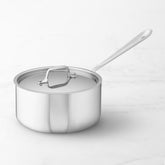 All-Clad stainless sauce pan 3 qt featuring base capacity engraving for quick identification.