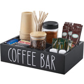 ALELION coffee station organizer in wood finish for countertop organization.