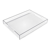 Allhercom 12x16 acrylic serving tray with handles for secure transport on tabletops.