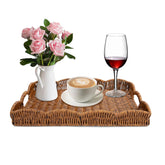 Allhercom rectangle wicker tray with scalloped edges for stylish organization