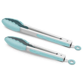 ALLWIN-HOUSEWARE W 9-Inch tongs in Aqua Sky provide precise grilling grip.