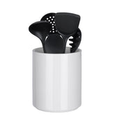 Allybyme white ceramic utensil holder front view showing spacious capacity