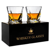 Almagic crystal whiskey glasses set with twisted base for elegant entertaining