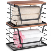 ALOCEO trash bag dispenser 2-pack walnut-black front view for tidy kitchen storage