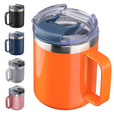 ALOUFEA 12oz insulated mug with handle keeps beverages hot or cold.