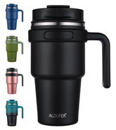 ALOUFEA 20 oz insulated mug with handle for easy on-the-go sipping.