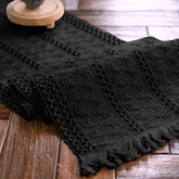 Alynsehom macrame table runner pure black tassels enhances boho dining table decor