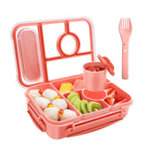 Amathley Bento Box pink lid open; easy access for kids meals and quick packing.