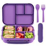 Amathley kids lunch box with four compartments in purple for organized meals