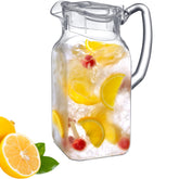 Amazing Abby Quadly pitcher with clear body and lid, ideal for fridge storage.