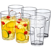 Amazing Abby Affinity 20oz tumblers clear set of six, ideal for everyday beverages and reuse.