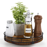 AMH Farmhouse Oak 9-inch Lazy Susan top view ideal for spice organization.