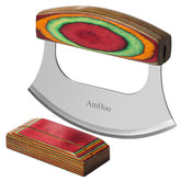 AmHoo pizza cutter with wood grip for smooth pizza slicing.