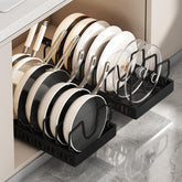 AmoiChic pull-out organizer for pots and pans providing easy access and tidy storage.