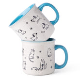 AmorArc 22oz blue mug with textured dogs pattern, ideal for daily coffee rituals.