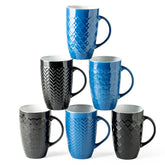 AmorArc large coffee mug with textured geometry, ideal for daily coffee or tea.