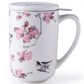 AmorArc porcelain tea mug with infuser and lid 18oz keeps tea hot and clean while brewing