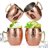 Amrules Moscow Mule Mugs with hammered copper outside for elegant cocktail presentation
