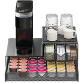 AmzAge Coffee Maker Countertop Organizer upper layer cups view showing organized space and accessibility