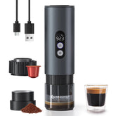 AMZCHEF portable coffee maker powered by 9000mAh battery for on the go brewing.