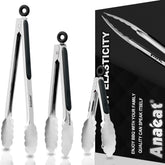 Anaeat premium kitchen locking tongs with long handle for easy lifting and flipping.