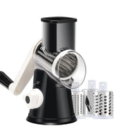 Ancevsk cheese grater hand crank black front view with suction base for safe shredding
