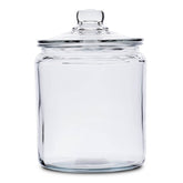 Anchor Hocking Heritage Hill canister with lid; clear view of contents for pantry storage