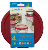 Anchor Hocking replacement lids in red round set ready for everyday storage