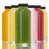 Andemi 6-pack glass juice bottles with lids for spill-free transport