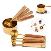 Andgeloo gold measuring cups with wood handles for precise 1 cup measurements in baking