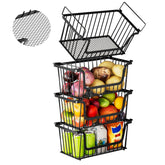 ANJUBAN 4-pack stackable baskets front view for easy pantry access and space saving.