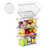 ANJUBAN 4 pack stackable wire baskets with bottom mesh for secure storage