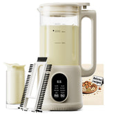 Anminto 8-in-1 nut milk maker in front view blending creamy plant-based milk for a cozy morning