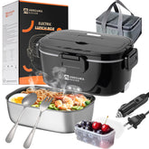 Annie & Mia Design electric lunch box heats meals on the go for busy days.