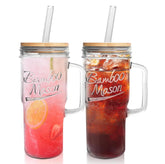 ANOTION glass cups with lids and handle for easy daily beverages.